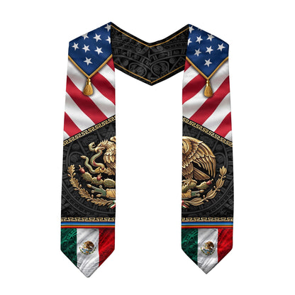 Mexican American Graduation Stole - Aztec Eagle Heritage Sash Gift
