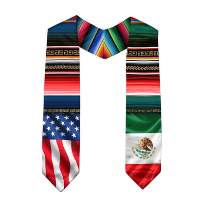 Mexican Heritage Graduation Stole - Aztec Eagle & Pyramid Heritage Sash