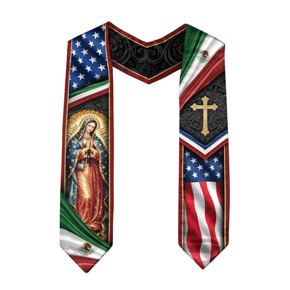 Mexican American Graduation Stole - Mexico USA Flag Dual Heritage Sash