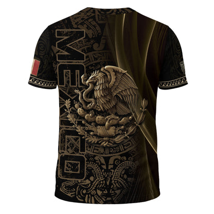 Mexico USA Flag Golden Eagle Aztec Pattern Heritage Unity Pride Power Shirt