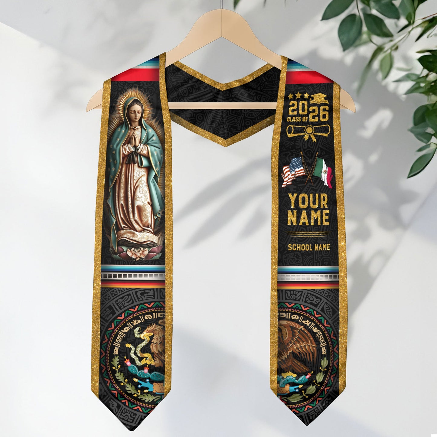 Custom Mexican Graduation Sash 2026, Personalized Mexico Stole for Graduate. Unique Mexican Graduation Stole for Graduation Ceremony