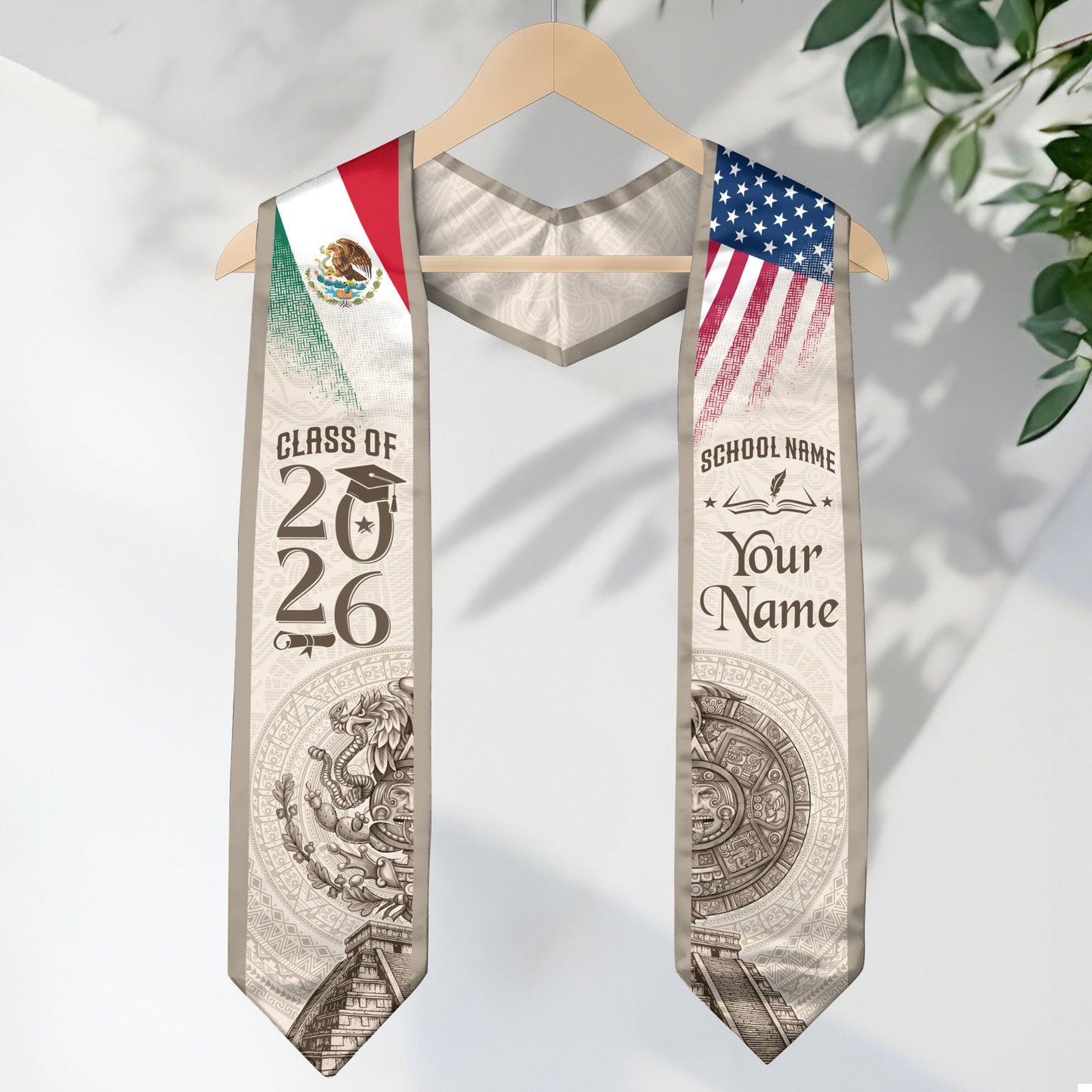 TEST BUNDLE - Mexican Graduation Stole Aztec Calendar Pyramid Eagle USA Mexico Flag Custom Sash (Copy)