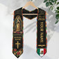 Mexican Graduation Stole Aztec Pattern Virgin Mary Cross Rose Flag Custom Sash 2026