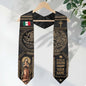 Personalized Mexican Graduation Stole - Class of 2026 Custom Name Gold Aztec Ethnic Sash