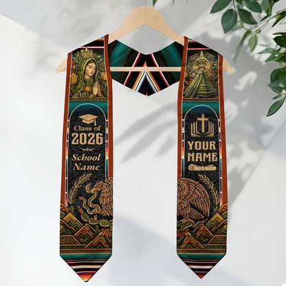 Custom Mexican Graduation Stole 2026 – Virgin Mary Catholic Heritage Sash
