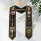 Custom Mexico Graduation Stole 2026 Virgin Mary Cross Mexican US Flag Gold Greek Sash