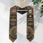 Custom Mexico USA Flag Graduation Stole 2026 Aztec Calendar Heritage Gold Sash