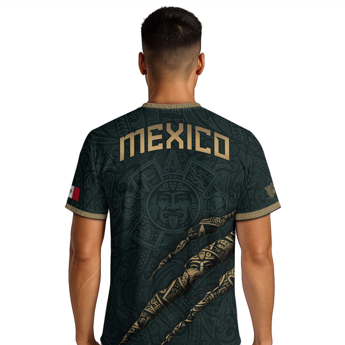 Test - Mexico Soccer Jersey Dark Green Aztec Eagle and Warrior Claw Design (Copy)