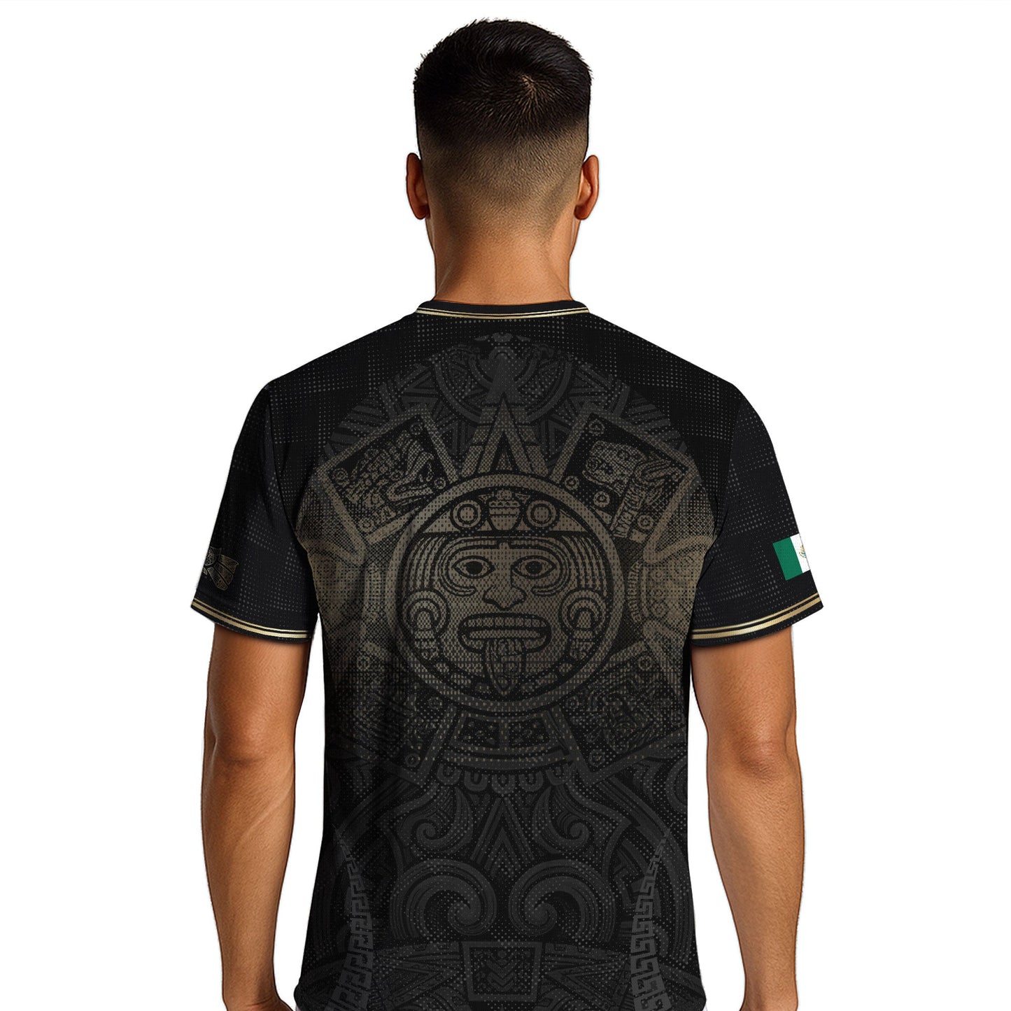 Mexico Black Gold Aztec Calendar Sun God Heritage National Soccer Jersey