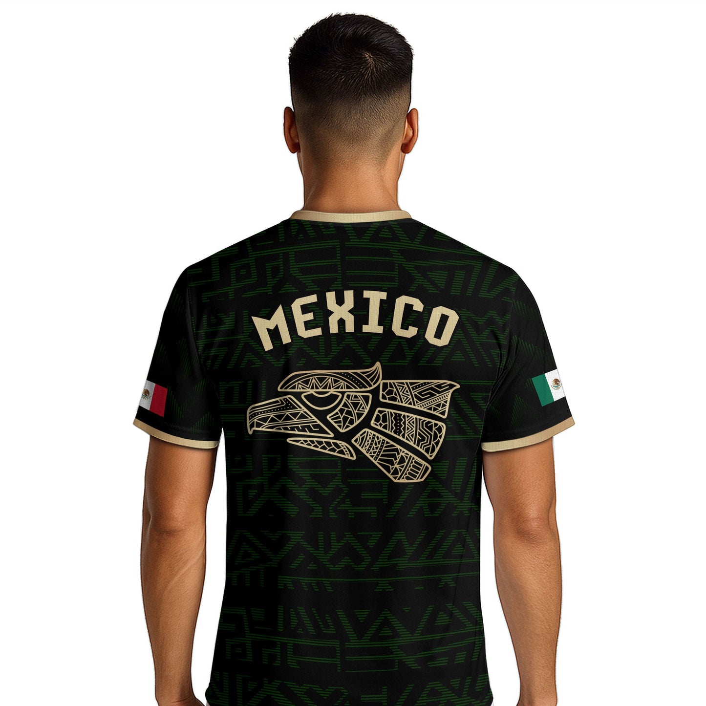 Mexico Black Gold Aztec Eagle Serpent Soccer Jersey