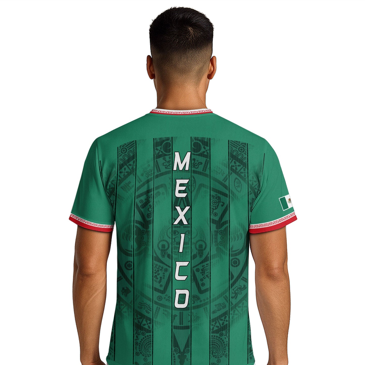 Mexico Green Aztec Pattern National Pride Mens Culture Football Soccer Jersey