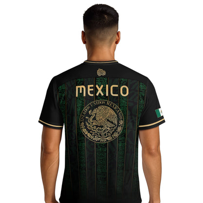 Mexico Green Black Aztec Ancient Heritage National Seal Mens Football Soccer Jersey