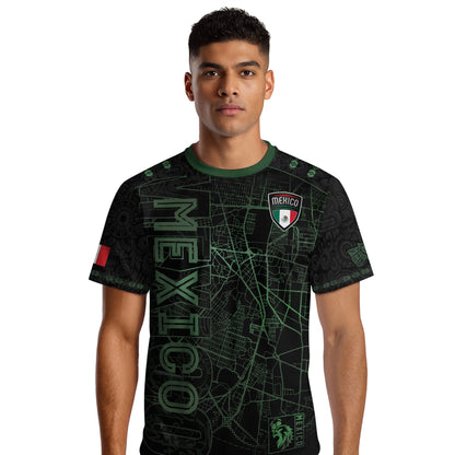 Mexico Soccer Jersey Black Green Map & Eagle Crest Design