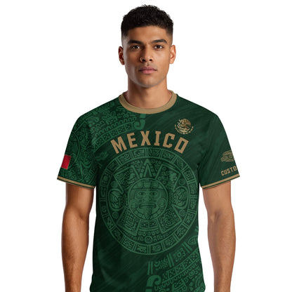 Custom Mexico Soccer Jersey Aztec Calendar Green Edition