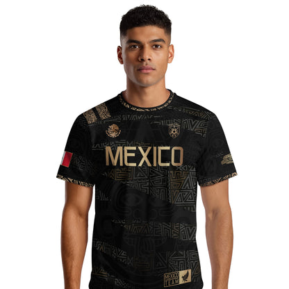 Mexico Black Gold Aztec Heritage Soccer Jersey with Eagle Crest Design Bundle