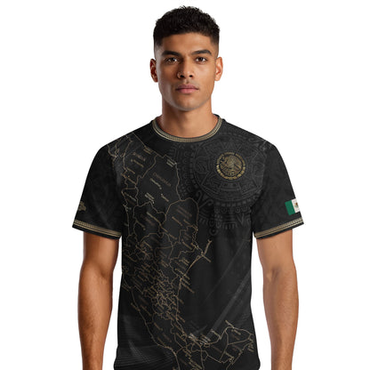 Mexico Soccer Jersey Black Aztec Sunstone Heritage Map Design Bundle