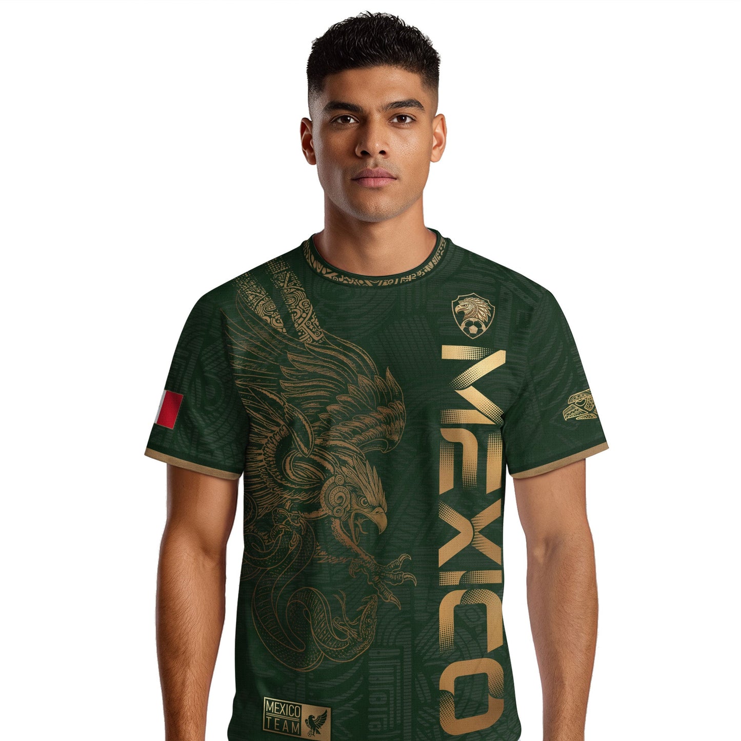 Mexico Green Gold Eagle Aztec Heritage Soccer Jersey Bundle