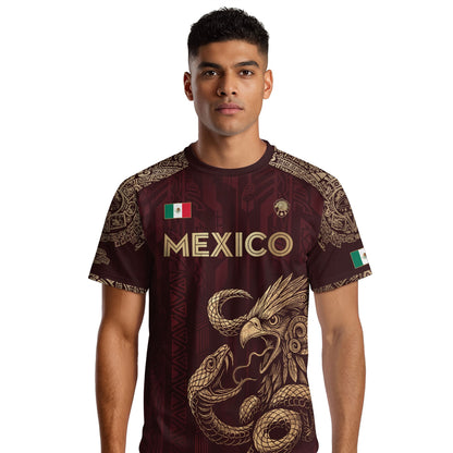 Mexico Red Gold Eagle And Serpent Heritage Soccer Jersey Bundle