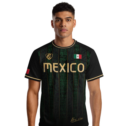 Mexico Green Black Aztec Ancient Heritage National Seal Mens Football Soccer Jersey