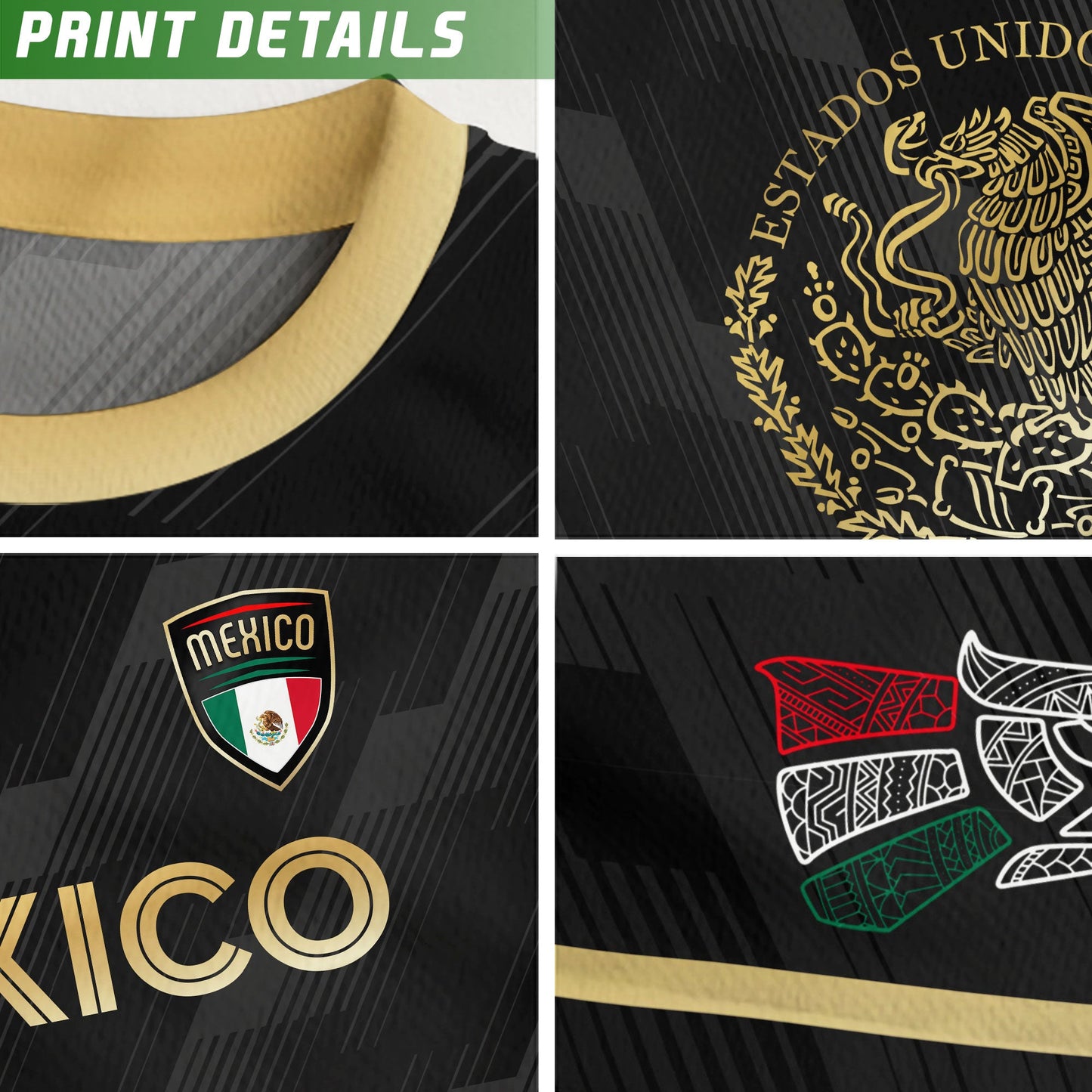 Mexico Soccer Jersey Black Style with Subtle Aztec Design