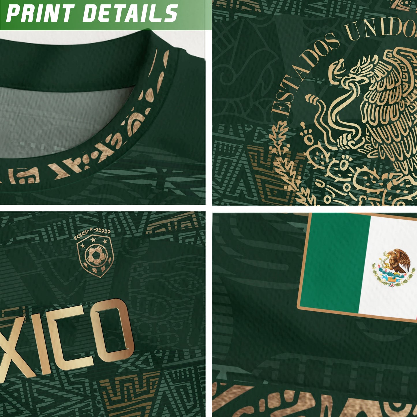 Mexico Green Gold Aztec Heritage Soccer Jersey