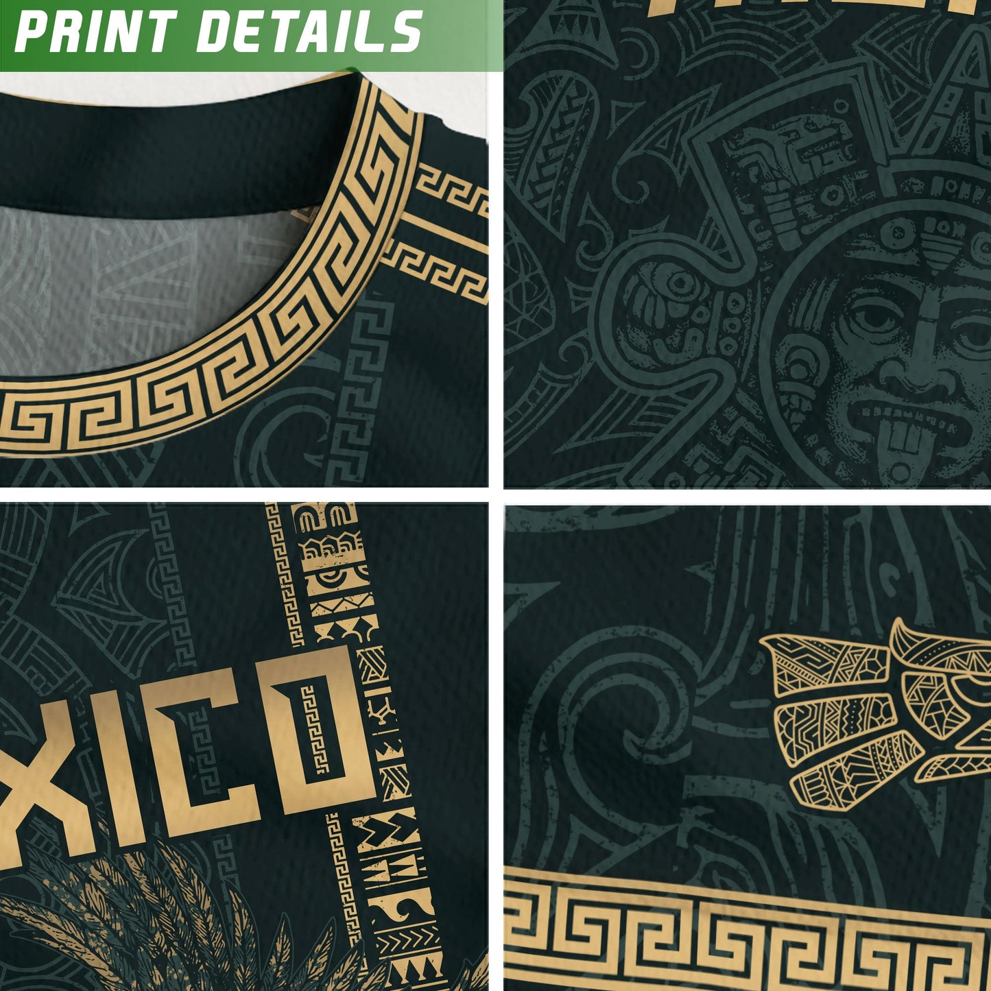Test - Mexico Soccer Jersey Dark Green Aztec Eagle and Warrior Claw Design (Copy)